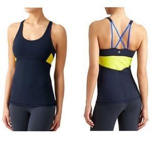 3/$25 Athleta Navy & Yellow Start Up tank bra